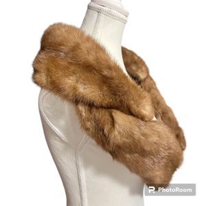 Vintage Rosheks du buque Womens Brown Mink Fur Wrap Scarf